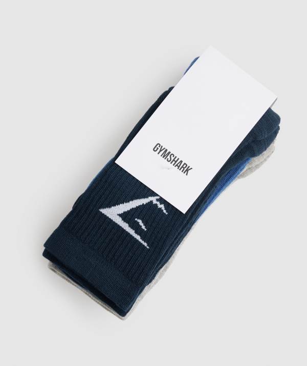 Panske Ponozky Gymshark Crew 3pk Námornícka Modrá / Modre Svetlo / Siva | NB1287906